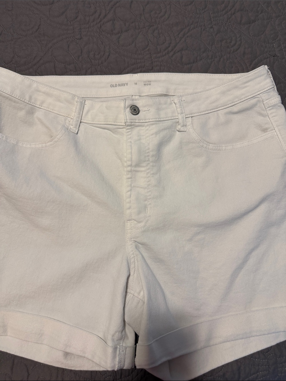 Old Navy White High-Rise Denim Shorts - Button Front